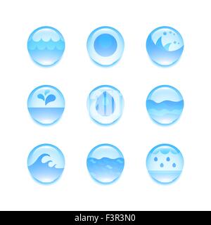 Ensemble d'icônes de l'eau résumé Illustration de Vecteur
