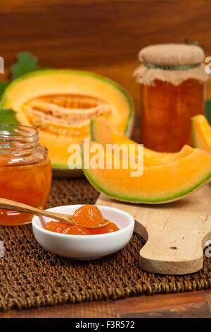 Confiture de melon cantaloup ou Compotes Banque D'Images