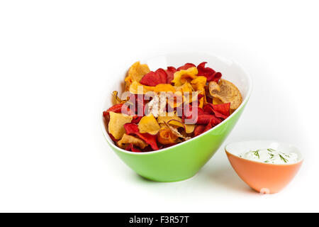 Chips de légumes biologiques Banque D'Images