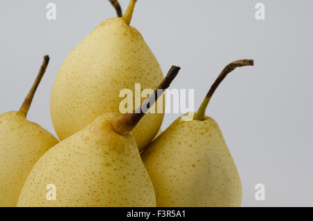 Poire chinoise fraîche sur fond blanc. Banque D'Images