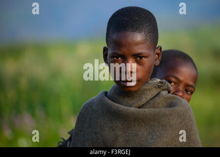 Les garçons Basotho, Lesotho, Afrique Banque D'Images