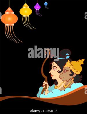 Le Seigneur Rama Avec Singe Hanuman (Dieu Singe) Vector Art Illustration de Vecteur