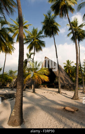 Puuhonua O Honaunau National Historic Park Ville de Refuge Temple. Grande île. Hawaii. Jusqu'au début du xixe siècle sur Big Isl Banque D'Images