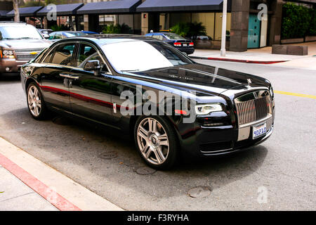 Black 2015 Rolls Royce Ghost véhicule à Beverly Hills en Californie Banque D'Images