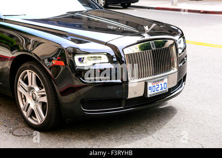 Black 2015 Rolls Royce Ghost véhicule à Beverly Hills en Californie Banque D'Images