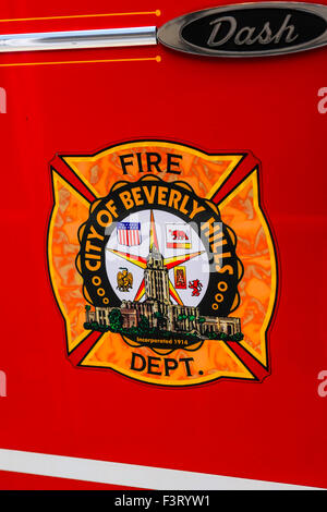 Close-up de l'insigne sur le côté d'une ville de Los Angeles Fire Department chariot Banque D'Images