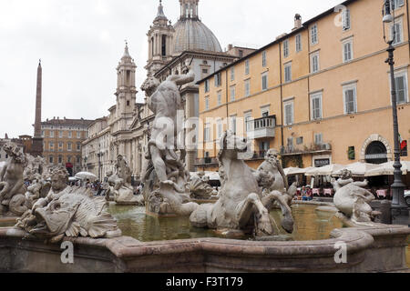 Fontaine de Neptune de la Piazza Navona, de l'Italie. Banque D'Images