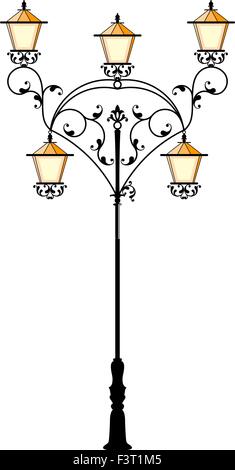 Lampadaire en fer forgé Poster Vector Art Illustration de Vecteur