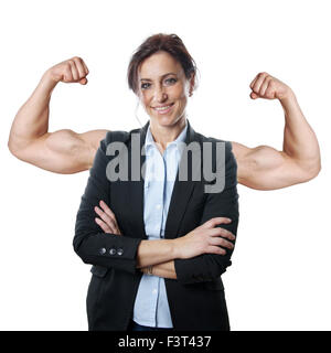 Business Woman flexing muscles Banque D'Images