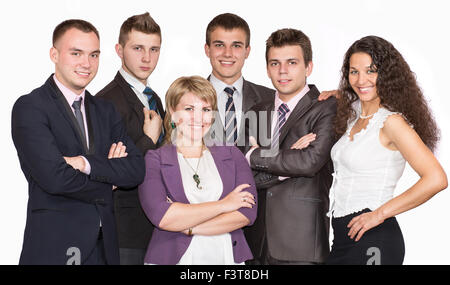Group of smiling business people. Plus isolé sur fond blanc. Banque D'Images