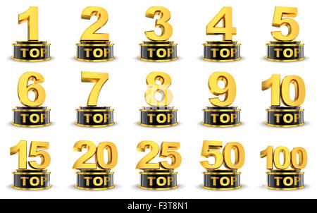 Top cinq sur fond blanc (fait en 3d) Banque D'Images