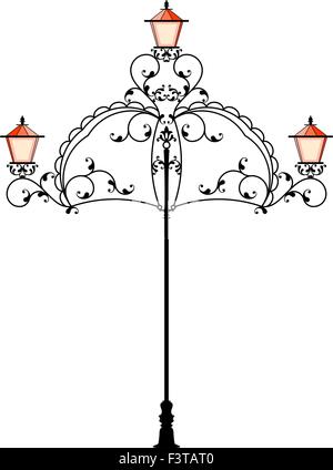 Lampadaire en fer forgé Poster Vector Art Illustration de Vecteur