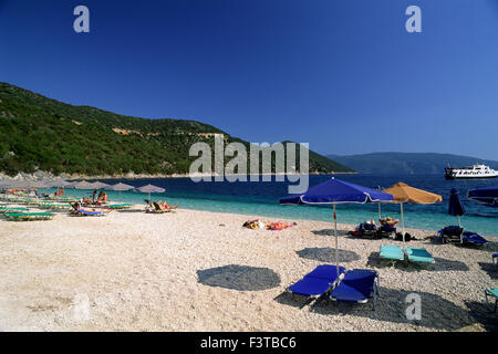 Grèce, îles Ioniennes, Céphalonie, plage d'Antisamos Banque D'Images