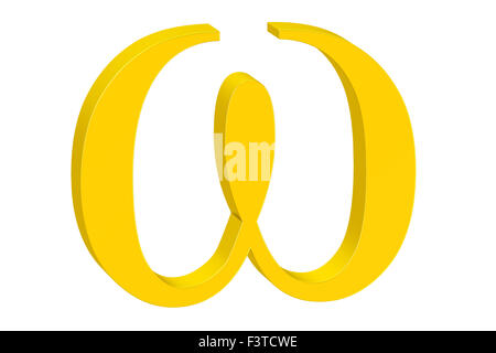 Golden Omega signe isolé sur fond blanc Banque D'Images