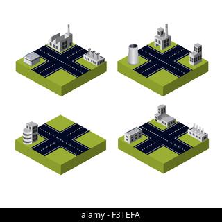 Un ensemble de bâtiments industriels sur un fond blanc Illustration de Vecteur