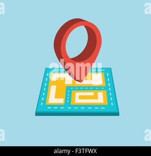 L'icône de navigation avec un plat à la carte et un code pin. Photo en style télévision Illustration de Vecteur