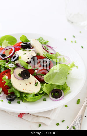 Salade caprese fraîche avec des olives, de l'alimentation Banque D'Images