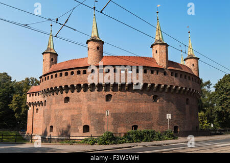 La barbacane de Cracovie, Pologne. Banque D'Images