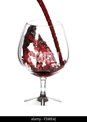 Red Wine in glass over white Banque D'Images