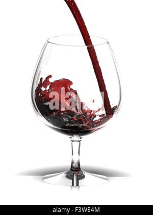 Red Wine in glass over white Banque D'Images