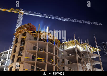 La construction chantier dans la nuit Banque D'Images