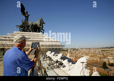 'En haut de la Victor Emmanuel Monument (monument), Piazza Venezia, Rome, Italie. Banque D'Images