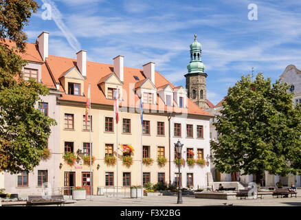 Les sept maisons maintenant partie de la Mairie de Park Hotel Plac ou Place de l'hôtel de ville Jelenia Gora ou Hirschberg Basse Silésie Pologne Banque D'Images