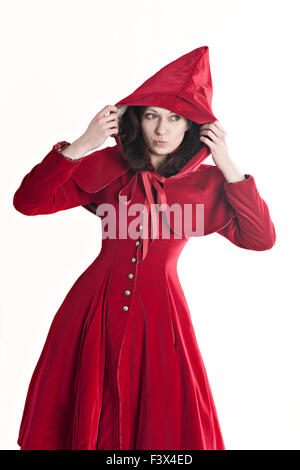 Jeune femme de Little Red Riding Hoo Banque D'Images