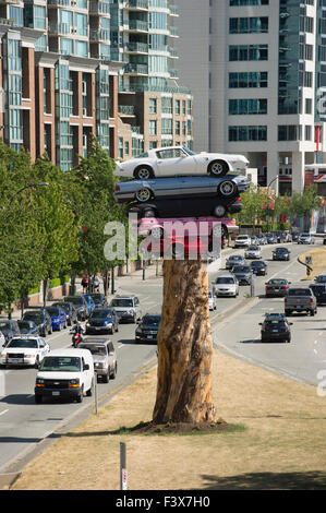 Sculpture Trans Am Totem par artiste Marcus Bowcott, Vancouver British Columbia Banque D'Images