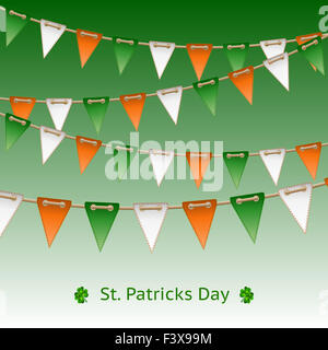 Patrick day card with flag garland Banque D'Images