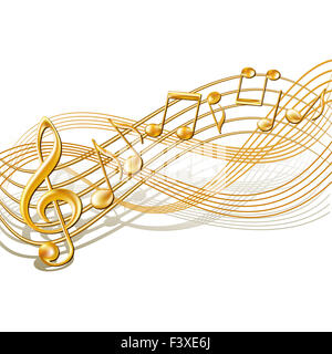 Des notes de musique sur fond de blanc. Banque D'Images