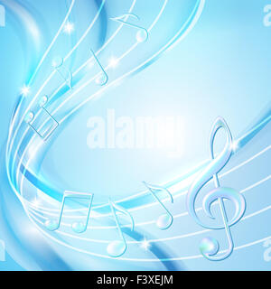 Blue abstract background notes music. Banque D'Images