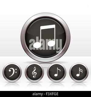 Boutons de réglage avec l'icône en forme de note de musique. Banque D'Images