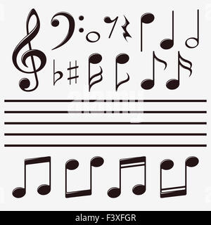 Vector icons set note de musique Banque D'Images