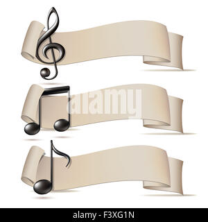 Ensemble de bannières avec des icônes de la musique. Banque D'Images