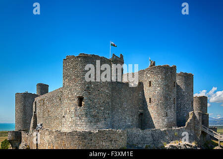 Château de Harlech, au nord du Pays de Galles Banque D'Images