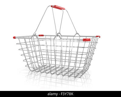 Panier en fil d'acier isolé sur un fond blanc. Vue de côté Banque D'Images