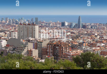 Vue sur Barcelone depuis le mont Tibidabo Banque D'Images