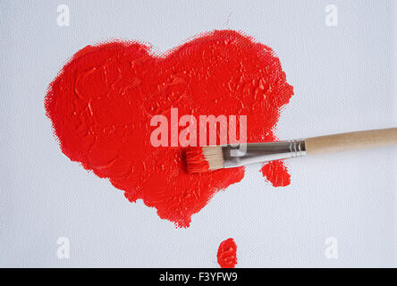 Coeur rouge peint Banque D'Images