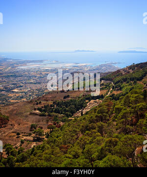 Seaview de Erice, incroyable ville près de Trapani, Sicile Banque D'Images