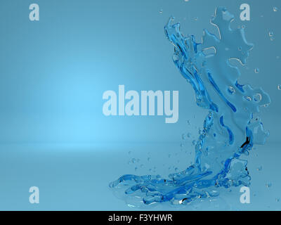 3d abstrait splash liquide bleu Banque D'Images