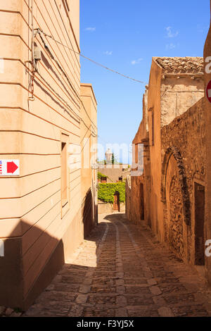 Voir d'Erice ruelle. La ville d'Erice, Trapani 100 églises Banque D'Images