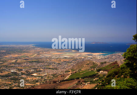 Seaview de Erice, incroyable ville près de Trapani, Sicile Banque D'Images