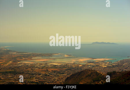 Seaview de Erice, incroyable ville près de Trapani, Sicile Banque D'Images