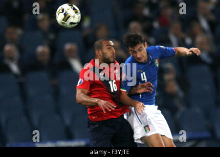 Rome, Italie , Olimpyc Stadium le 13 octobre 2015. Football / Soccer : France 2016 européen de qualification : le Groupe h, l'Italie contre la Norvège Italie gagne le match, score Tettey (Ni) Florenzi (ita) Pellè (ita) (photo : Marco Iacobucci/Alamy live news) Banque D'Images