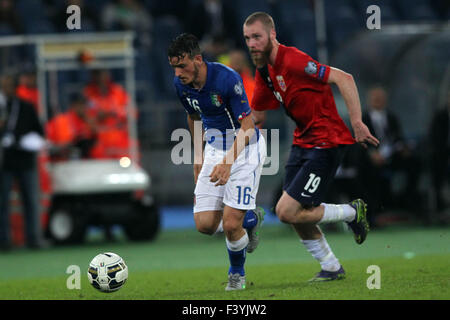 Rome, Italie , Olimpyc Stadium le 13 octobre 2015. Football / Soccer : France 2016 européen de qualification : le Groupe h, l'Italie contre la Norvège Italie gagne le match, score Tettey (Ni) Florenzi (ita) Pellè (ita) (photo : Marco Iacobucci/Alamy live news) Banque D'Images