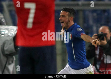 Rome, Italie , Olimpyc Stadium le 13 octobre 2015. Football / Soccer : France 2016 européen de qualification : le Groupe h, l'Italie contre la Norvège Italie gagne le match, score Tettey (Ni) Florenzi (ita) Pellè (ita) (photo : Marco Iacobucci/Alamy live news) Banque D'Images