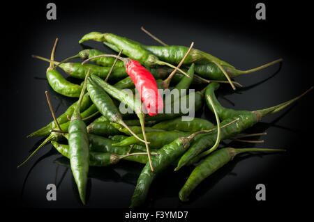 Piment vert et rouge Banque D'Images