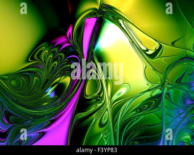 Carreaux de verre coloré fractale magnifique dans le style de l'infographie. A-0227. Banque D'Images