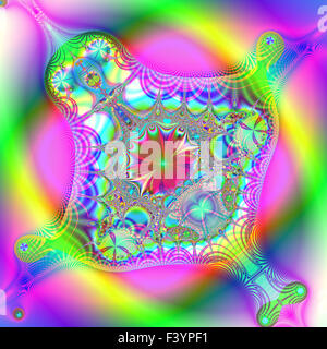 Carreaux de verre coloré fractale magnifique dans le style de l'infographie. A-0261. Banque D'Images